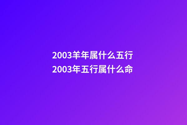 2003羊年属什么五行 2003年五行属什么命-第1张-观点-玄机派